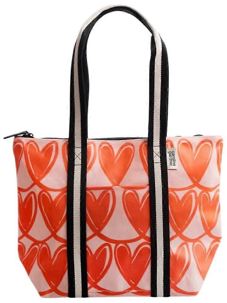 Caroline Gardner Linked Hearts Overnight Bag - Pink/Orange