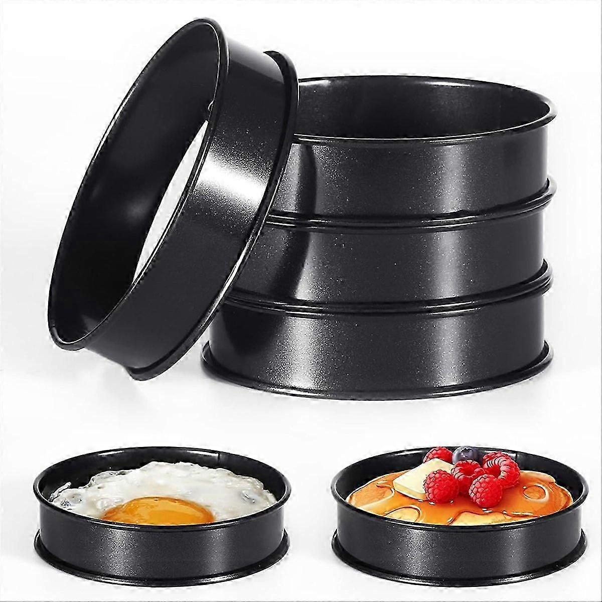 6Pcs Anéis de Crumpet 4 Polegadas Molde Redondo Duplamente Rolado para Assar e Cozinhar