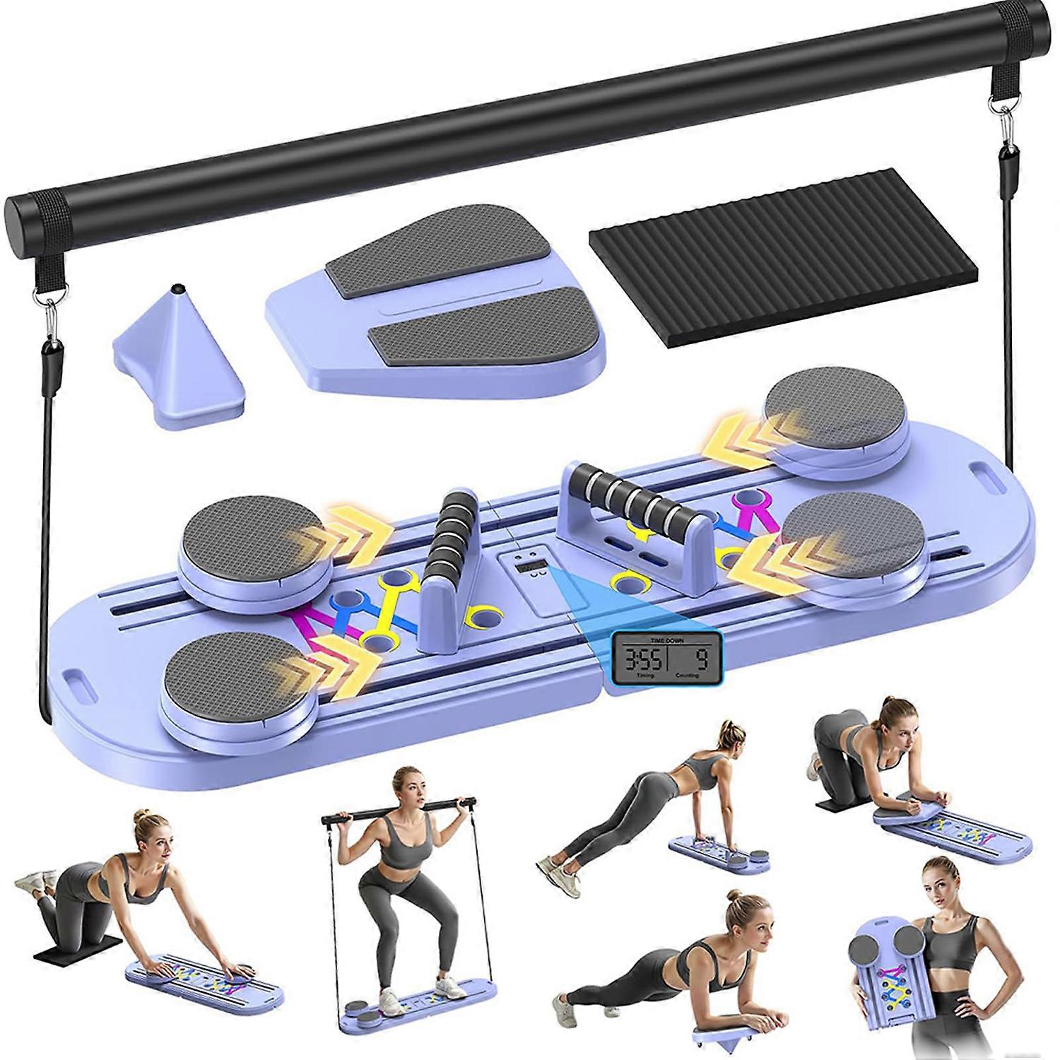 Foldable Pilates Board With Timer Multifunction Portable Pilates Trainer For Home Workout