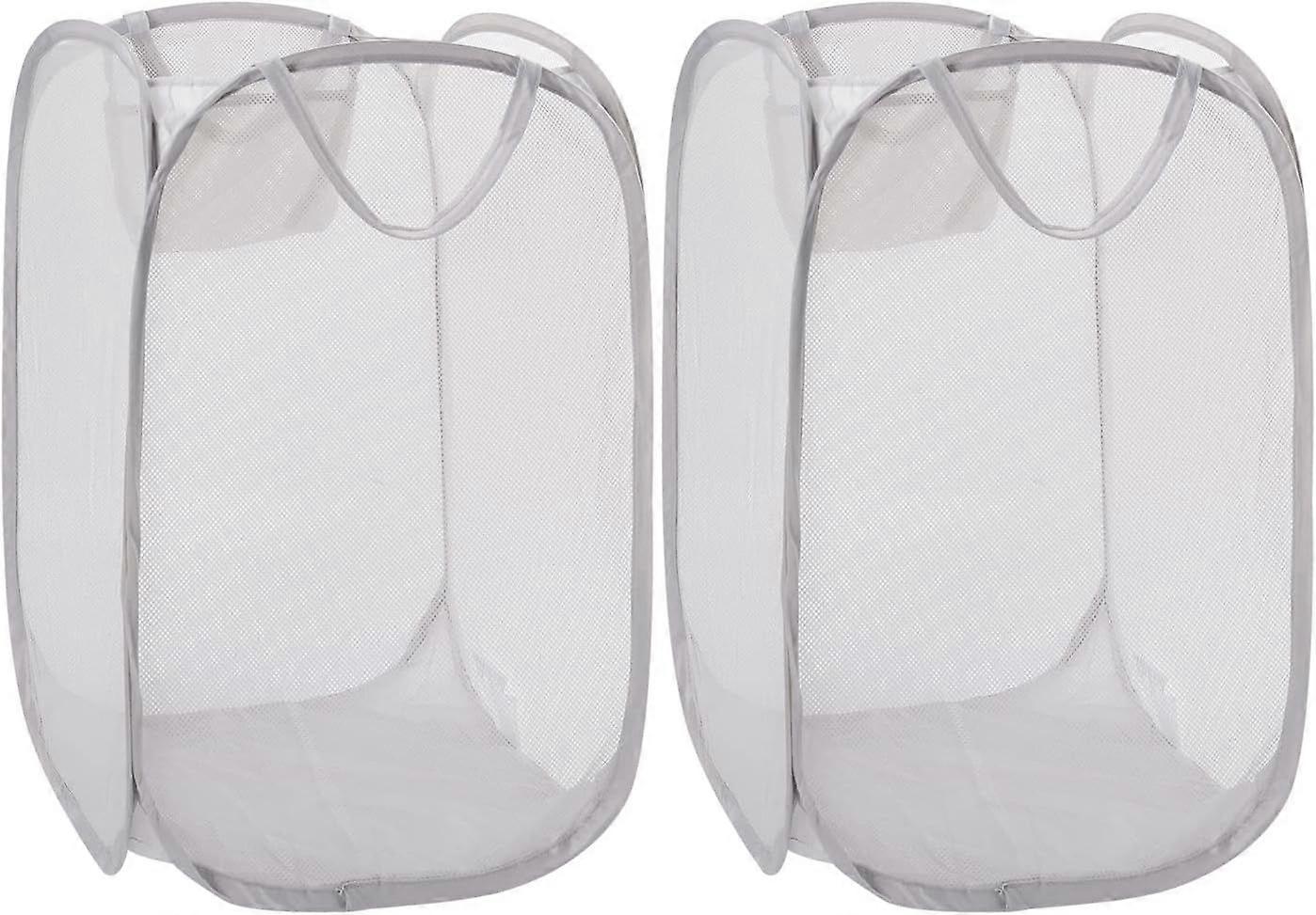 Set of 2 foldable mesh laundry baskets, gray