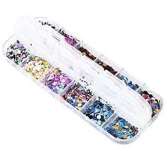 Ultra-cienkie cekiny Nail Art Glitter Mini Cekiny Paillette Kolorowe okrągłe ozdoby do paznokci