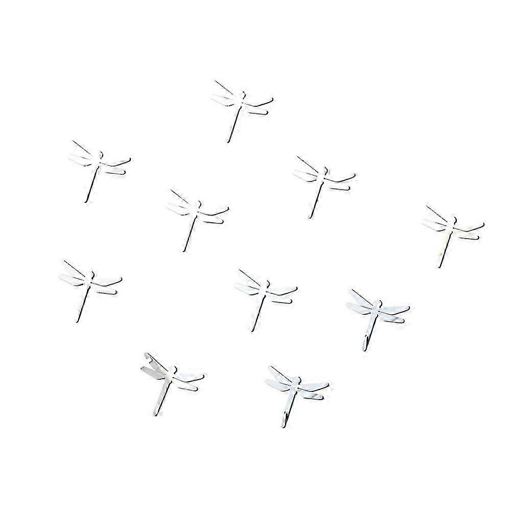 Geometric Solid Acrylic Dragonfly Mirror Sticker compatible with Decoration 10Pcs Silver