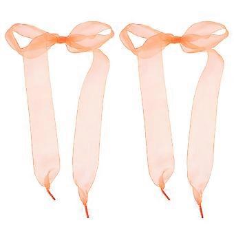 1 Paar flache Schnürsenkel aus Chiffon-Satin in Bonbonfarben, Schneeweißgarn, für Damen-Sneaker, Sportschuhe, High Heels und Sandalen, Orange