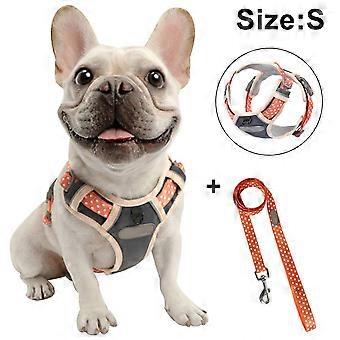Dog Chest Harness Traction Rope, Breathable Pet Vest-Orange chest strap size S + orange drawstring size M