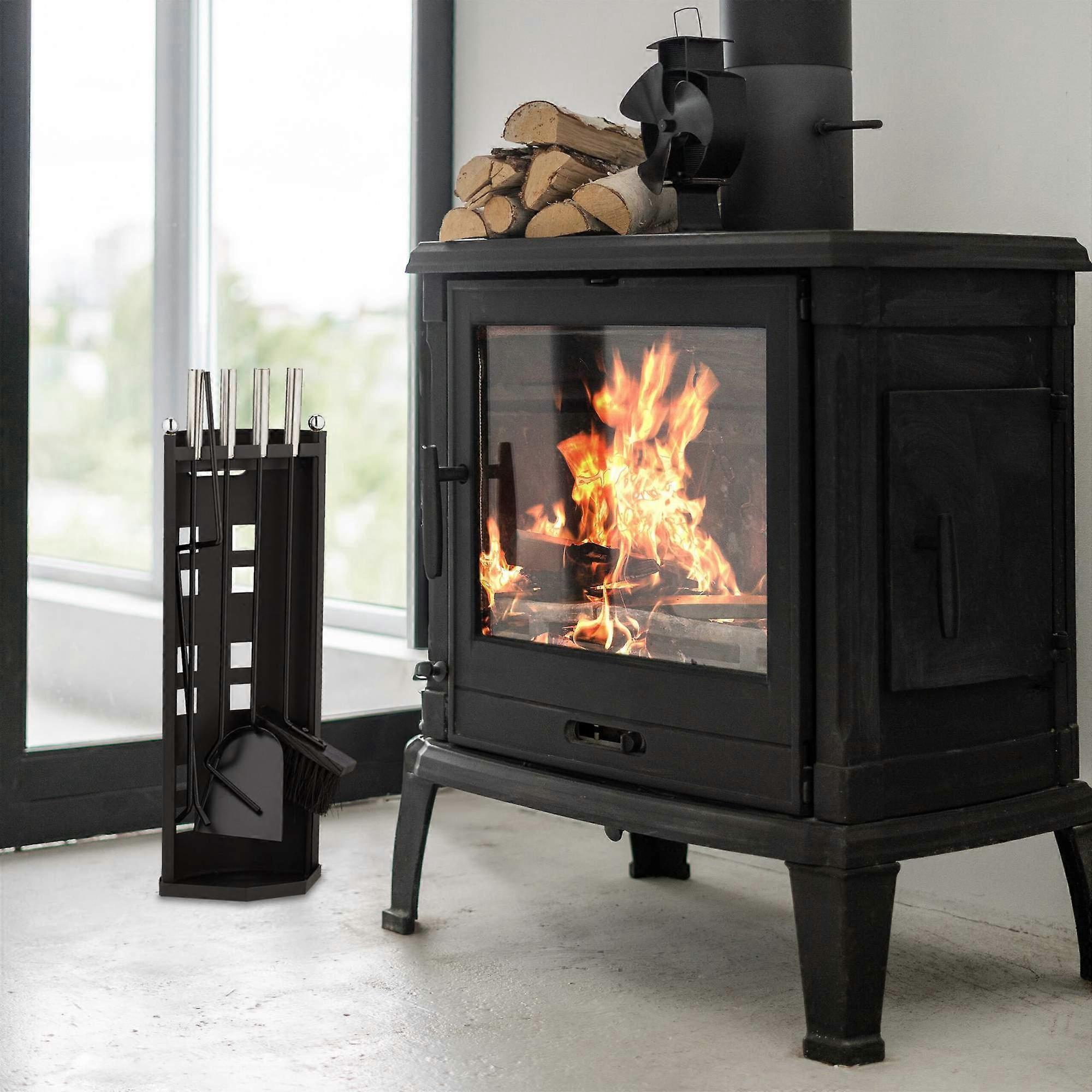 5-piece fireplace set in black