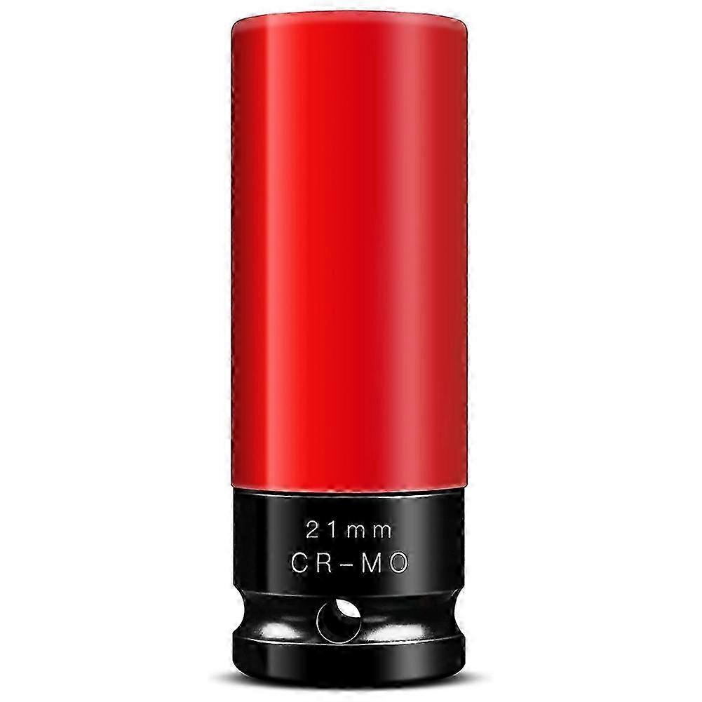 21mm 1/2inch Drive Wheel Protector Impact Socket, Non-Marring Lug Nut Thin Wall Deep Socket Set