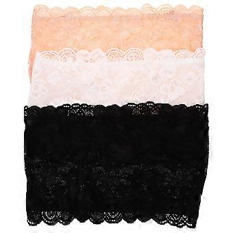 3 stuks Women's Floral Lace Stretchy Strapless See Through Bandeau Tube met BH - Maat M