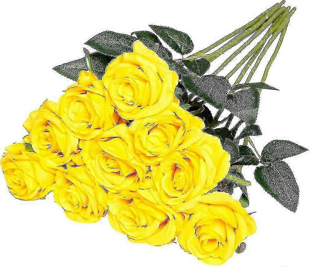 Artificial Silk Rose Flowers Single Stem 10pcs