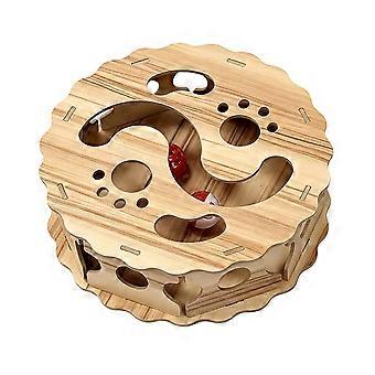 Wooden Cat Maze Toy - Interactive Rolling Balls in Track - for Indoor Play & Anxiety Relief