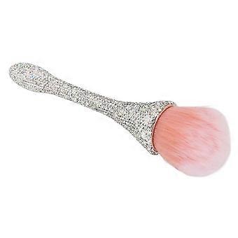 Nail Dust Brush White Soft Nylon Bristles Ergonomic Glitter Handle for Nail Art Cleaning