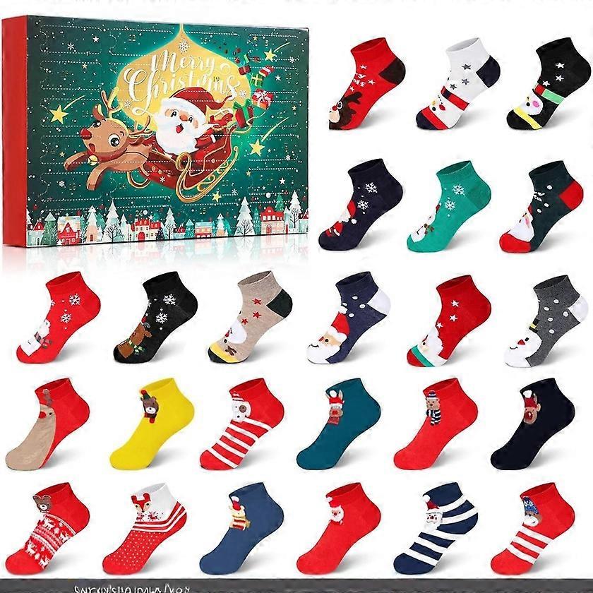 Christmas Stocking Advent Calendar Kit, Countdown Holiday Socks with Assorted Christmas Patterns