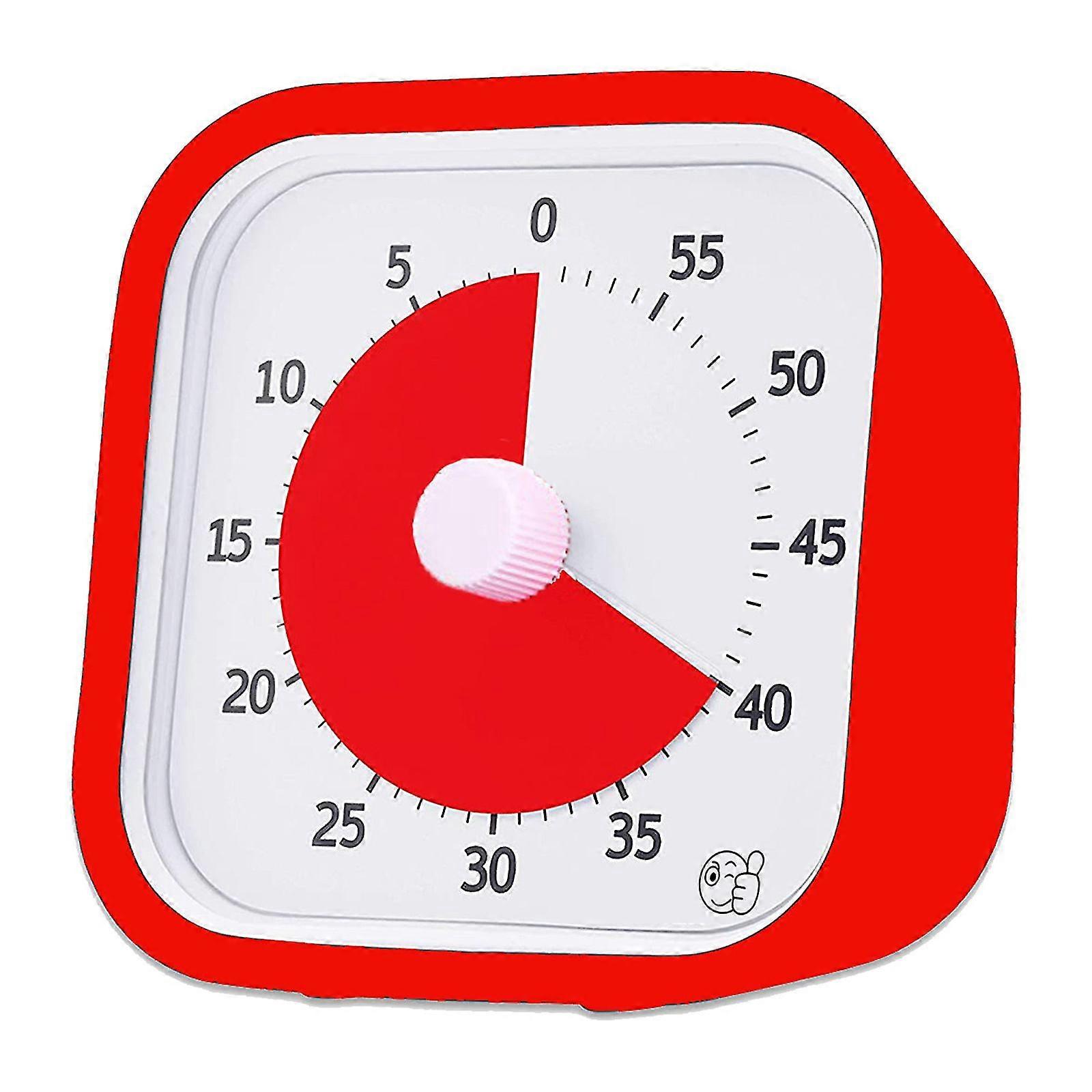 60-minute visual timer, classroom countdown clock, time management tool for children and adults, kitchen timer, red.