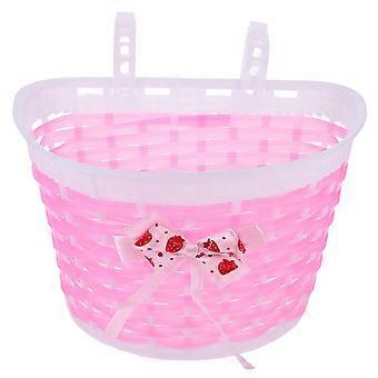 Knitted Pink Bike Basket Love Front Basket for Children 2Pcs