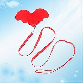 Training Lead Leash Angel Wing Collar Strap for 3Pcs Pet Hauling Cable Red