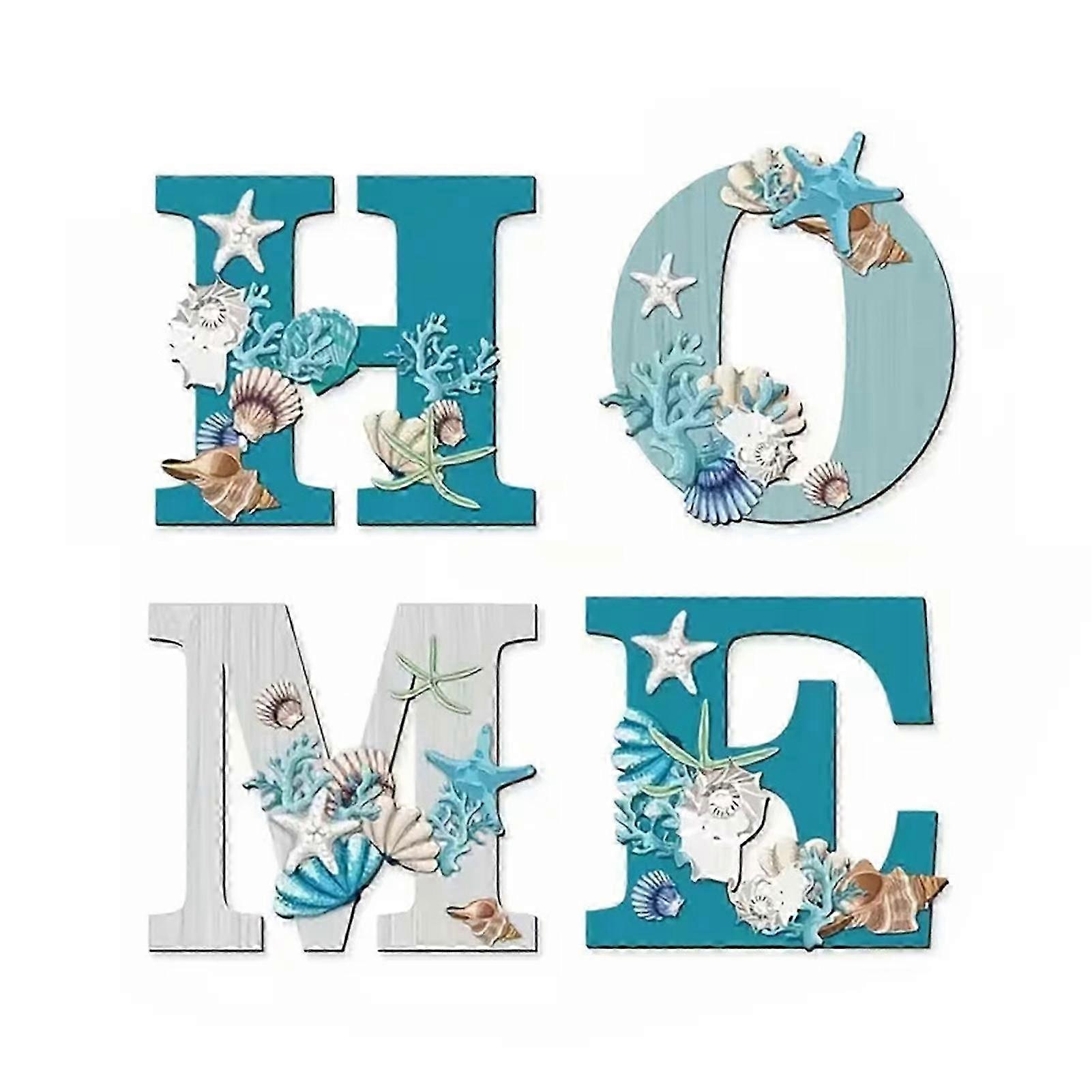 Solid Wood Coastal Letter Sign Set