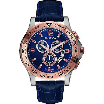 Nautica nst 600 Chrono Quarz Analog Man Uhr mit NAI19502G Kuhfell Armband