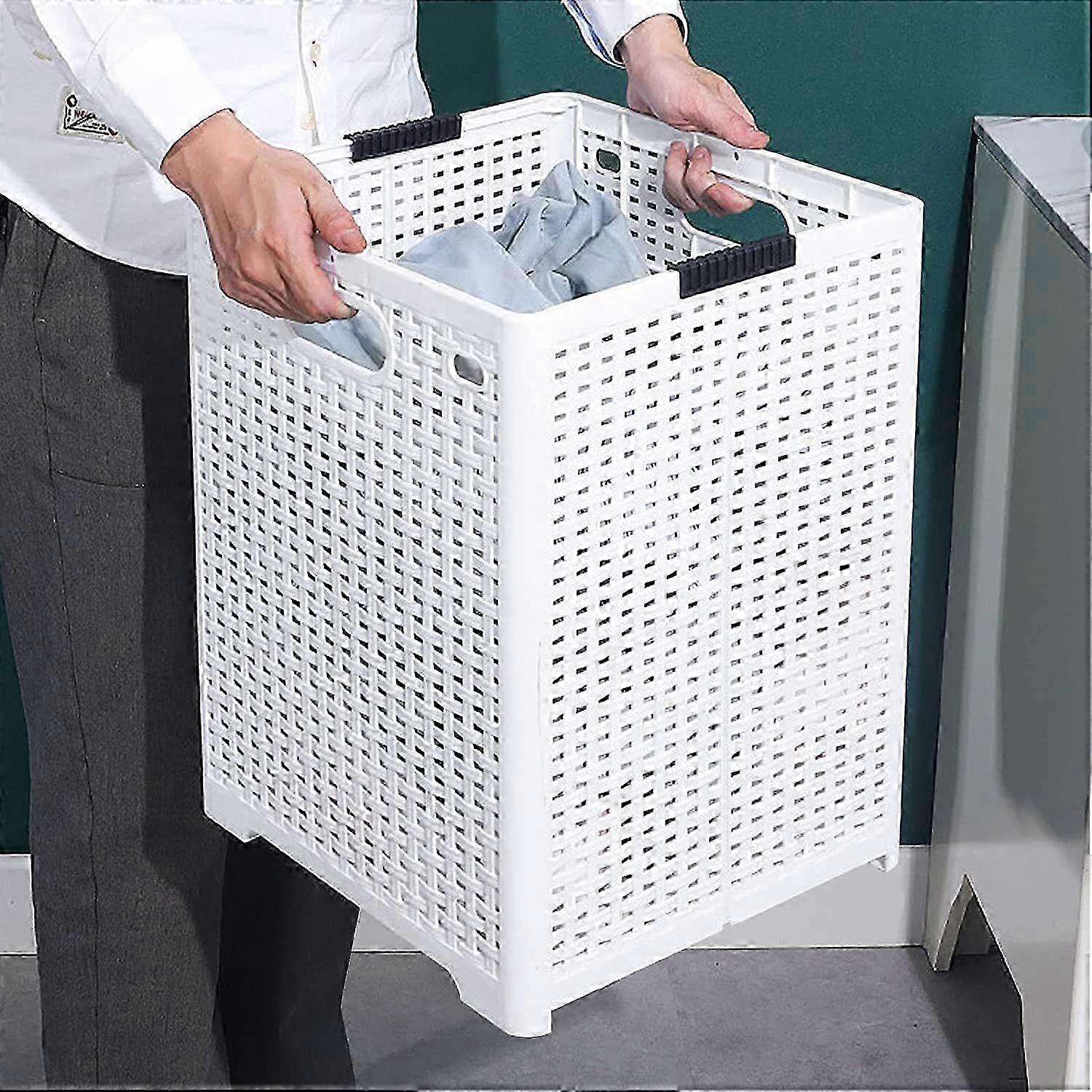 Ventilated Foldable Wicker-Effect Laundry Basket