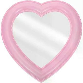 Heart Shaped Makeup Mirror for Desktop and Wall Use Pink
