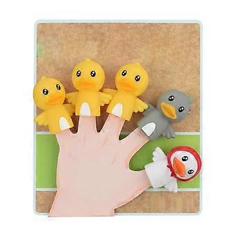 Set of 5 Mini Duck Finger Puppets – Expressive Bird Design, Soft Reusable Tips, Yellow Gray White