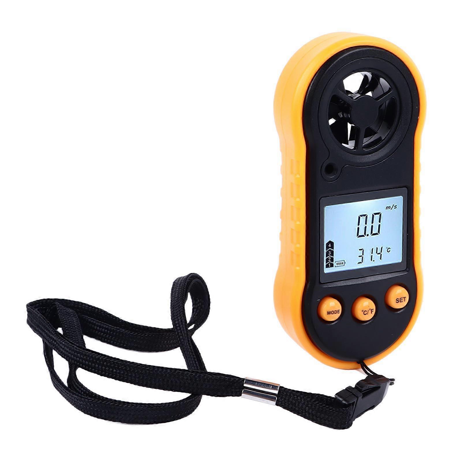 Digital Anemometer LCD Screen Handheld Wind Speed Meter Wind Temperature Gauge Built in Battery