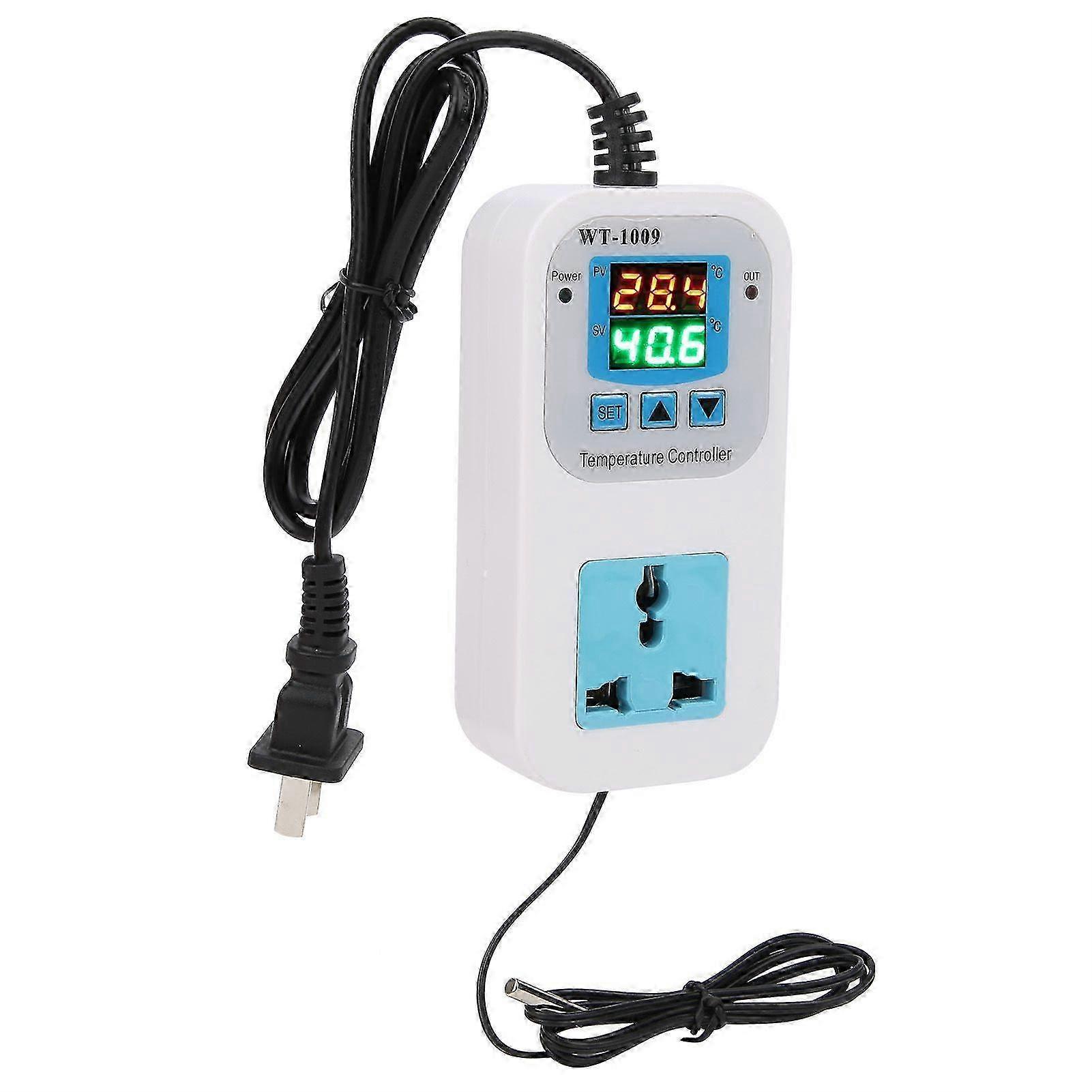 Temperature Controller Digital Dual Display Electronic Control Socket 10A WT1009