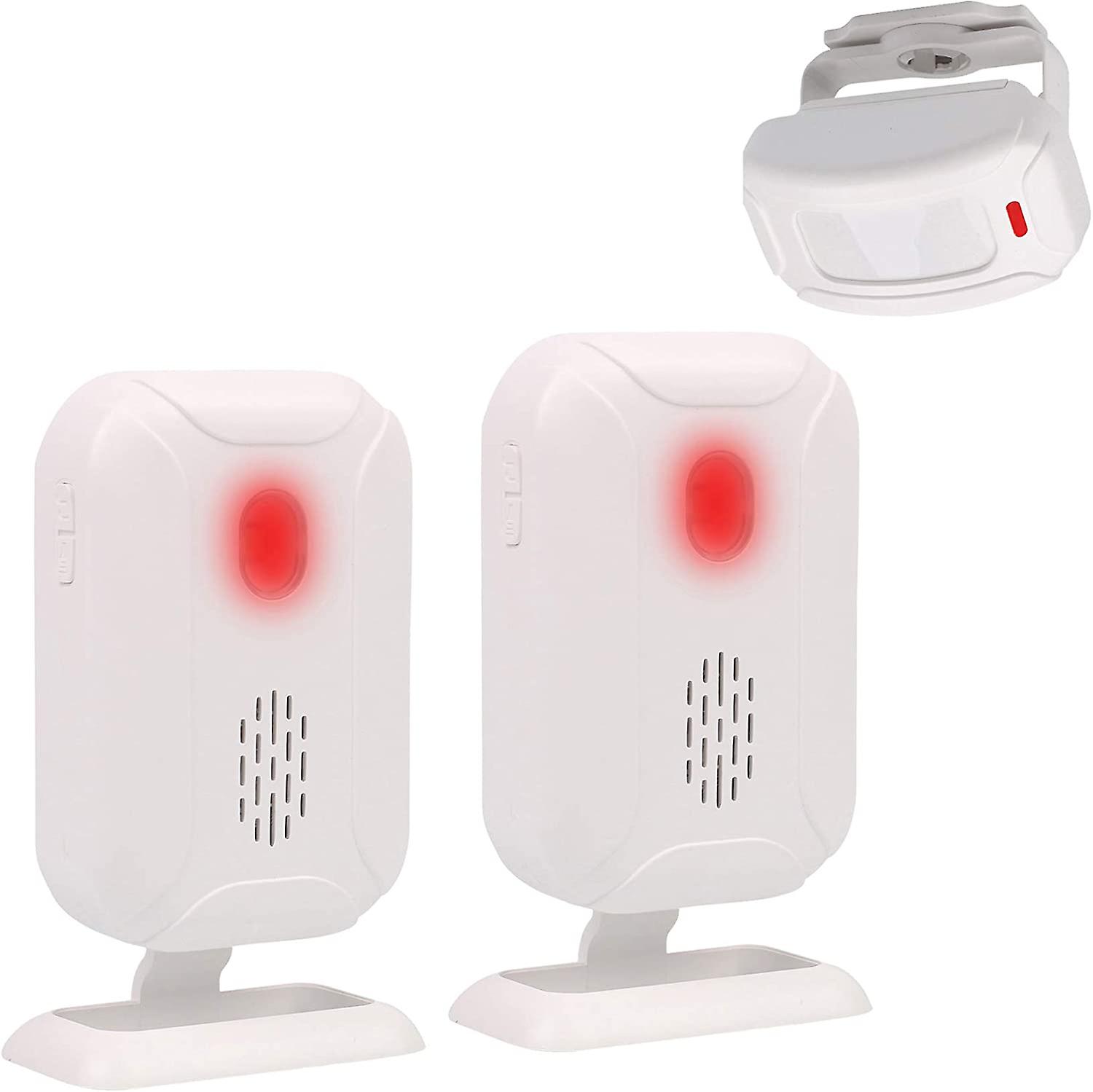 Motion Detectors Alarm, Wireless Doorbell for Front Door / Visitor Home and Store / Mailbox, Alarm System Kit with 1 Sensor and 2 Receiver - YBQ041