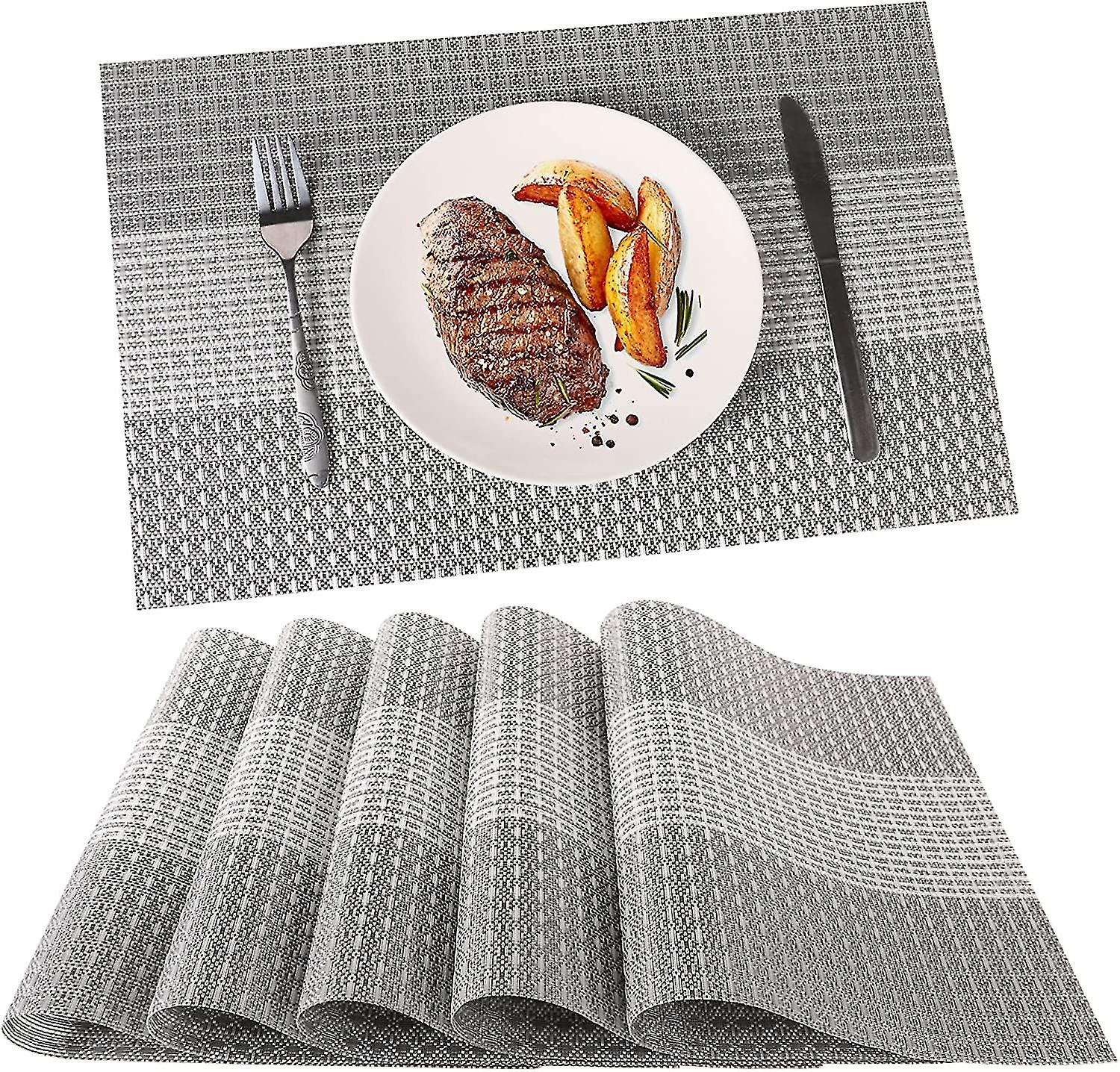 Set Of 6 Washable Pvc Plastic Placemats Vinyl Coasters Abrasion