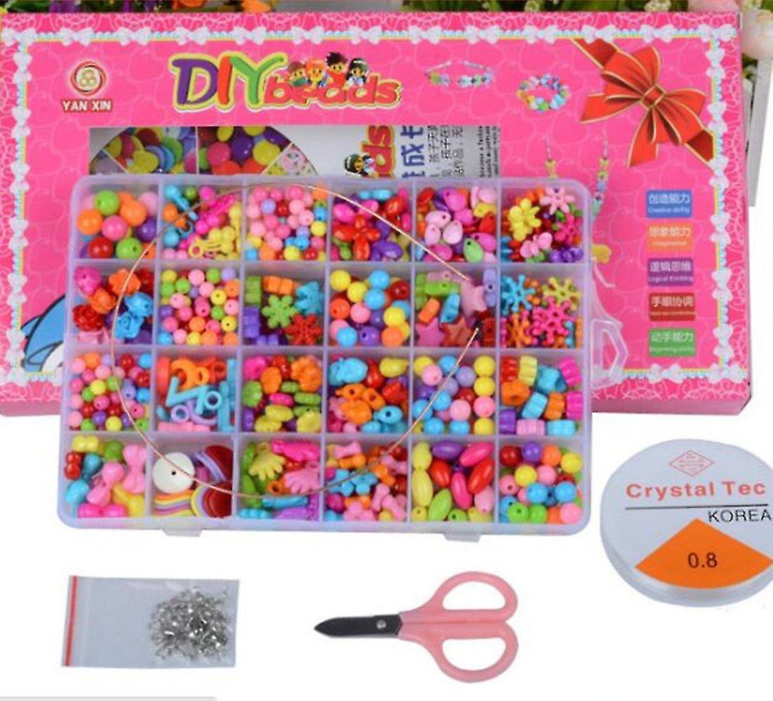 Children Diy Beads Set,bracelet Bead Art Jewellery-making,bead String Making Set,24 Different Types And Shapes Colorful