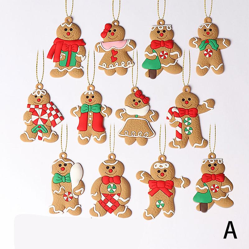 2022 12pcs Gingerbread Man Christmas Tree Ornaments Xmas Festival Home Decor