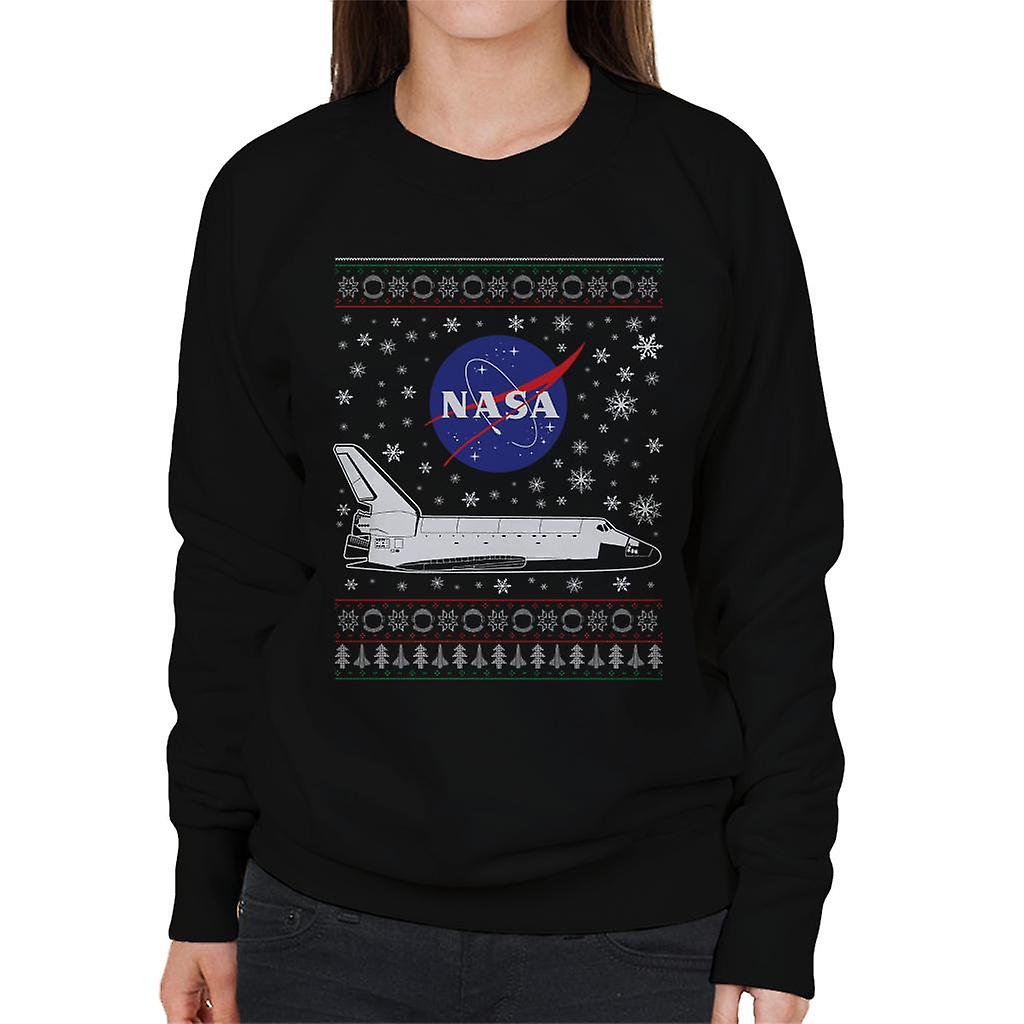 NASA Logo And Shuttle Christmas Knit Pattern Women's Sweatshirt