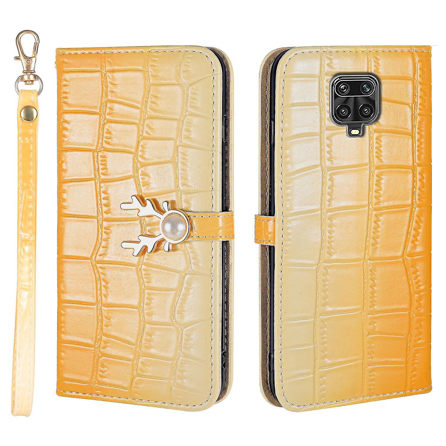 Elk Pattern Phone Case For Redmi Note 9 Pro With Card Holder, Lanyard, Pu Leather Material, Wallet Function, Corner Fall Protection