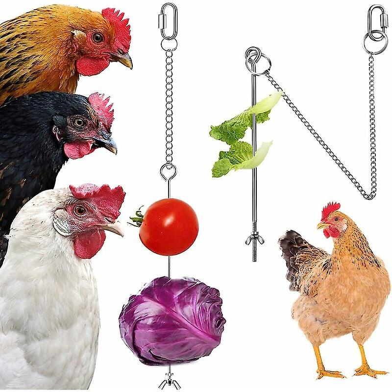 Chicken Hanging Feeder Chicken Parrot Hanging Bird Feeder Stainless Steel Toy Chicken Feeder =