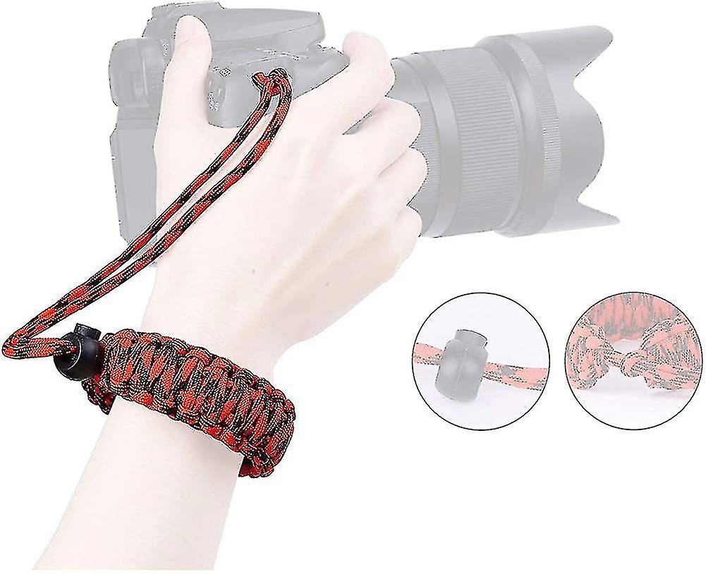 Camera Strap, Braided Wrist Strap For Dslr Slr Photo (red+black)