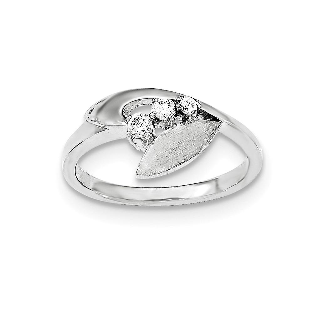 925 Sterling Silver Polished and Brushed Cubic Zirconia Ring Band Style-Ring for Women - Ring Size: 6 to 8