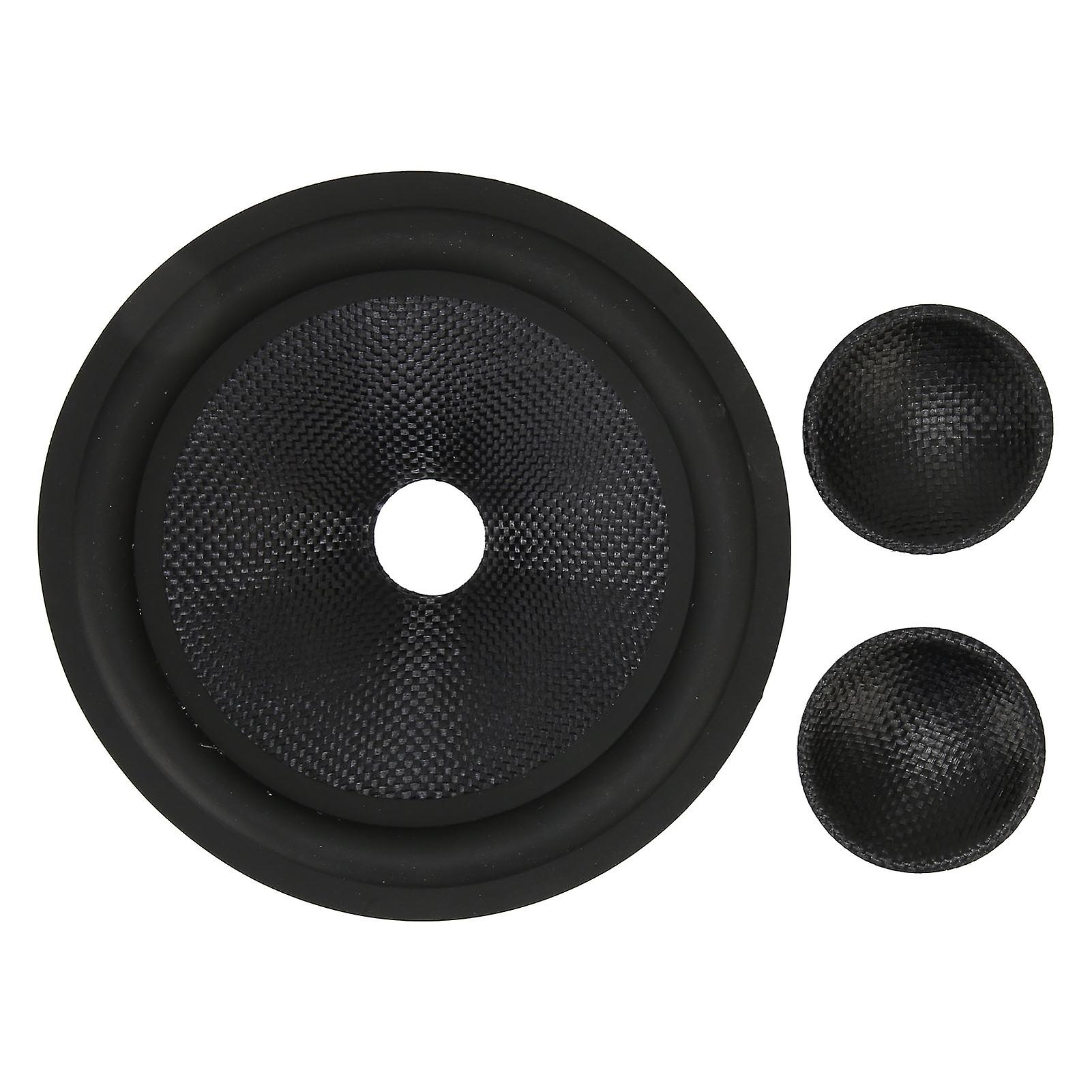 1 Inch Inner Diameter Speaker Cone Drum Paper with Rubber Surround Black Subwoofer Repair Part Durable