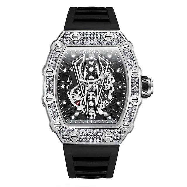 Orologio Al Quarzo Uomo Di Lusso - Quadrante Con Diamanti E Data - Acciaio Inox Argento/oro/nero