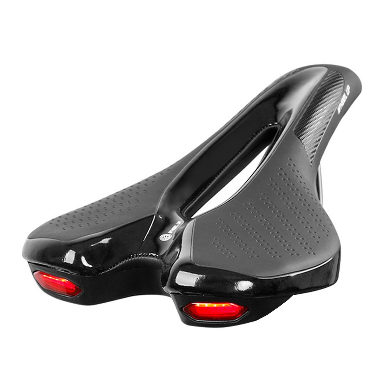 Bike Saddle Bicycle Soft Saddle with USB Charging Warning Taillight Breathable Seat Cushion for Moun