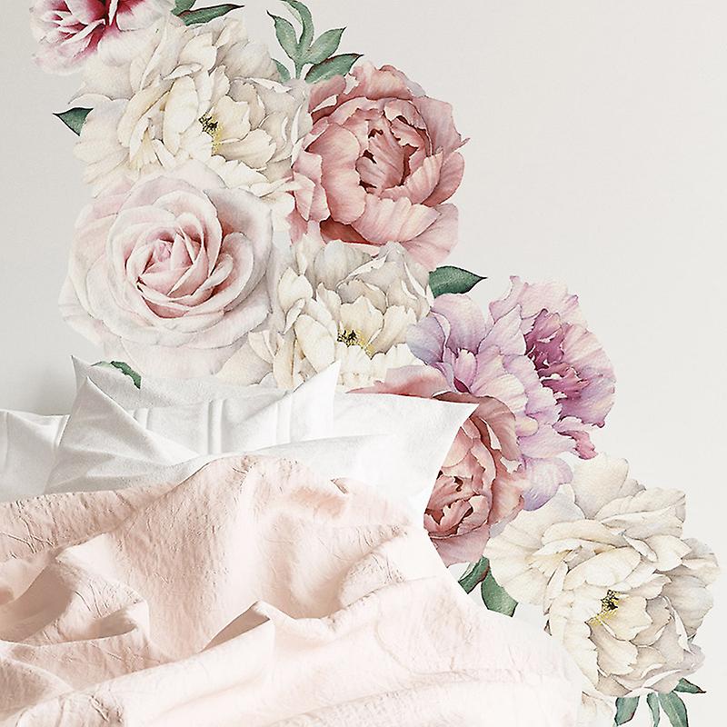 Rosa Pioner Sovrum Vardagsrum Väggdekal 72x67cm