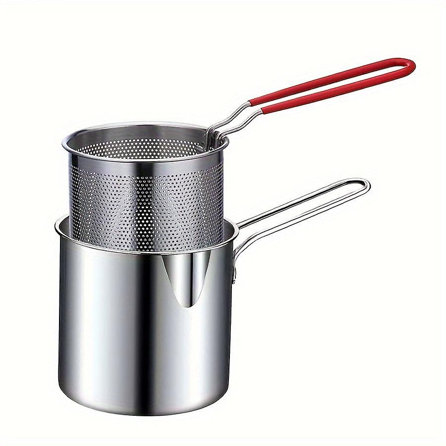 1 Deep-fried Pots For Household Use, Stainless Steel Gas-fired Mini Pots With Filter Nets