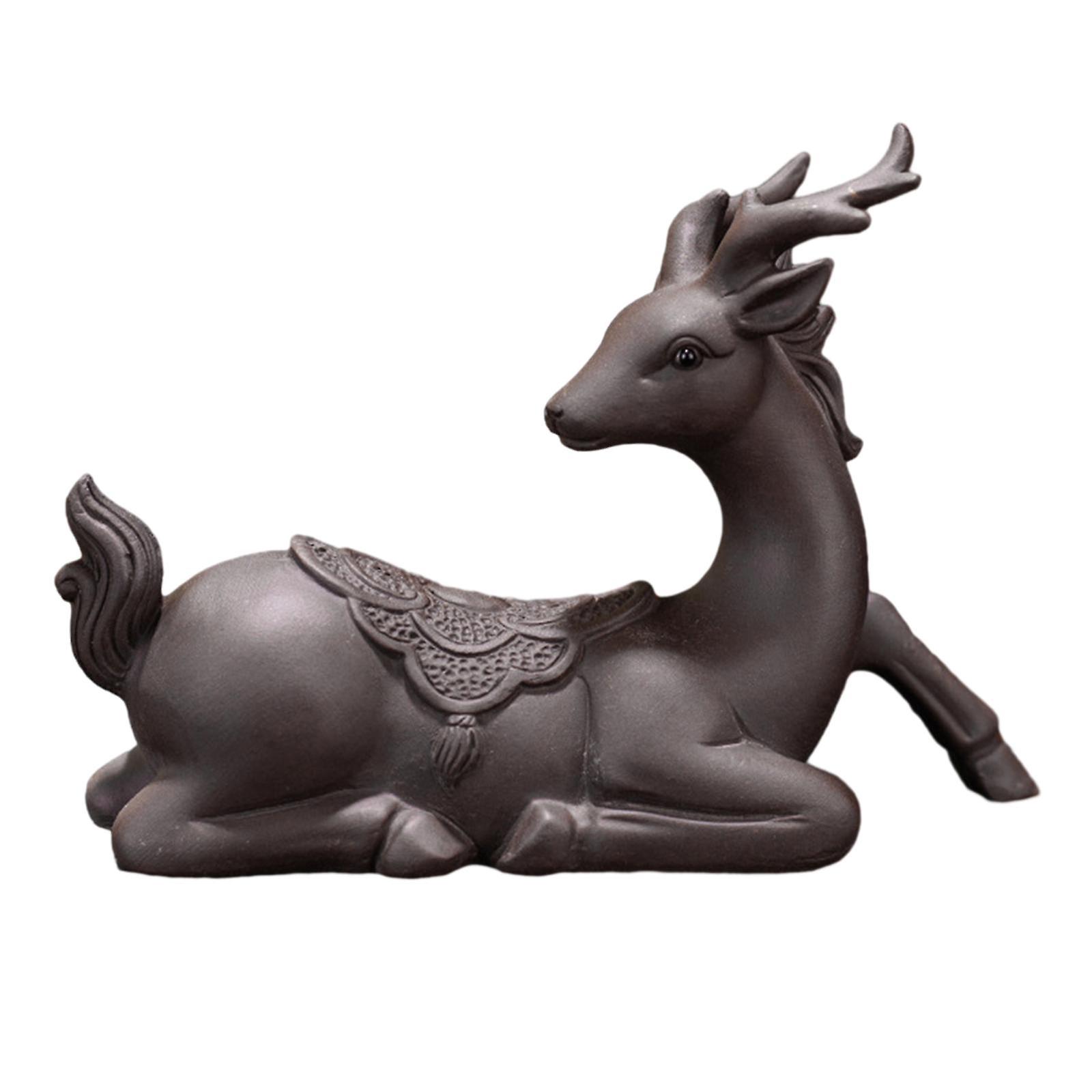 Tea Pet Sculpture Artwork Deer Statue for Table Centerpiece Tearoom Bookcase style A