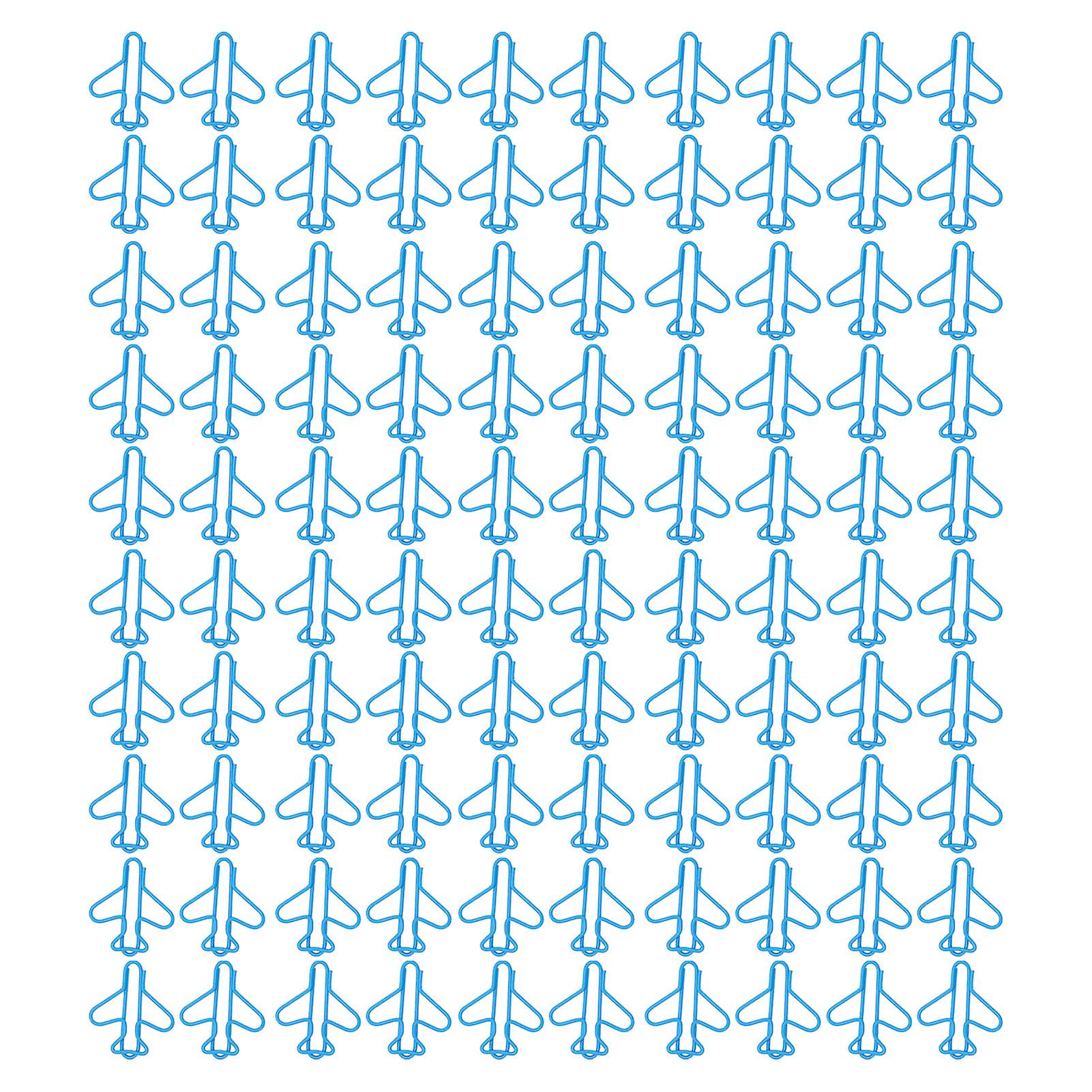 100pcs Blue Plane Shape Paper Clips - Covered Wire Fancy Clips for Scrapbooks and Cards