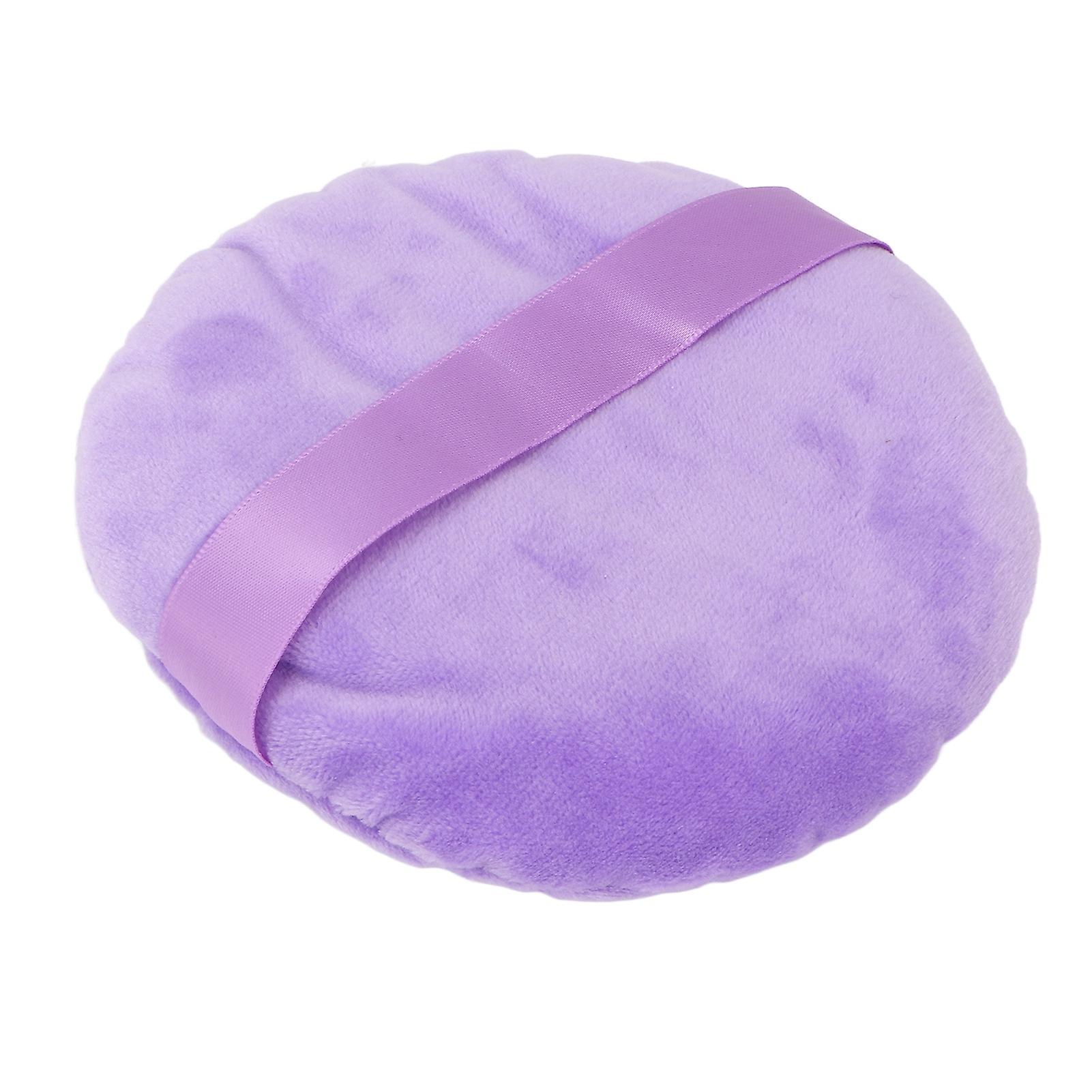 Houppette à poudre ronde ultra large et lavable pour maquillage, usage humide et sec, couleur violette