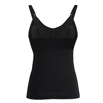 Slim Breastfeeding Tank Top with Built in Nursing Bra Maternity Vest Undershirt (Black XL)