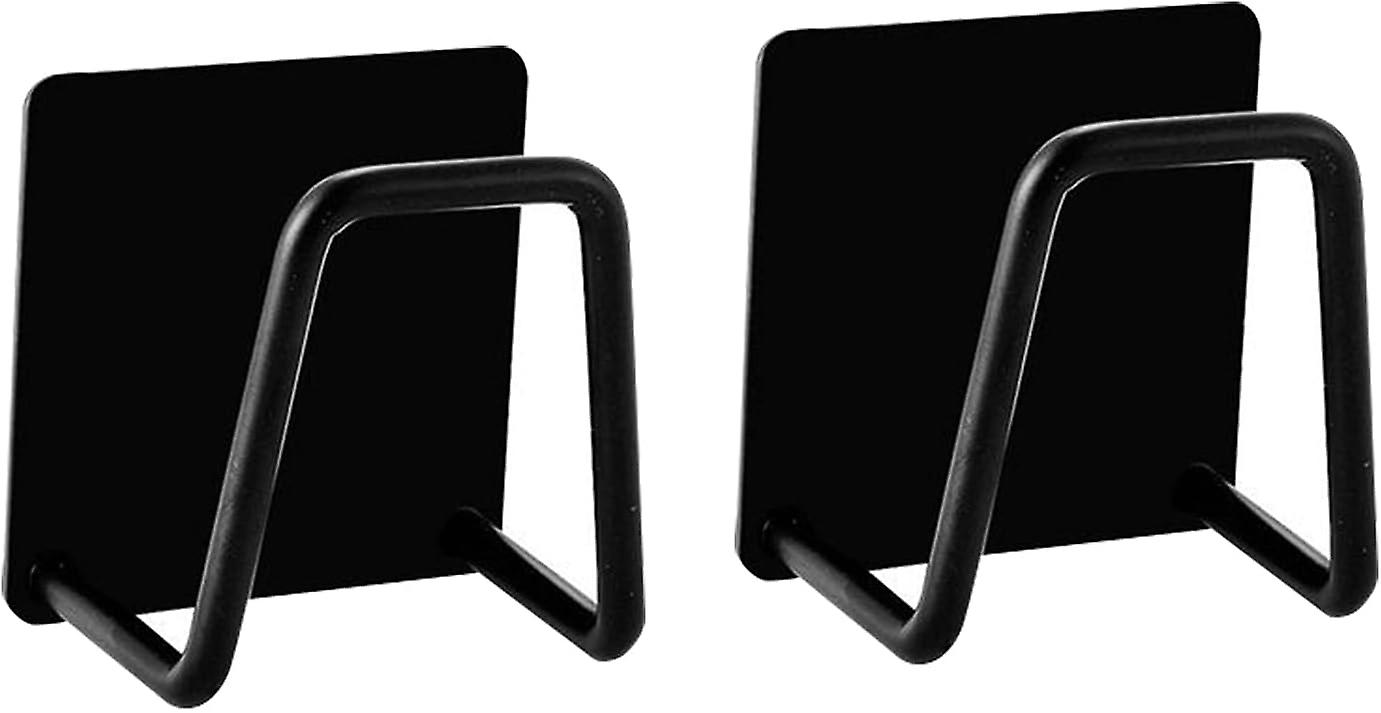 2 Pcs Self Adhesive Kitchen Sponge Holders No Drilling Mounting Black 4.9*4.9CM