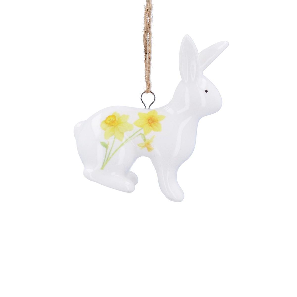 Gisela Graham Ceramic Daffodil Design Rabbit Easter Decoration