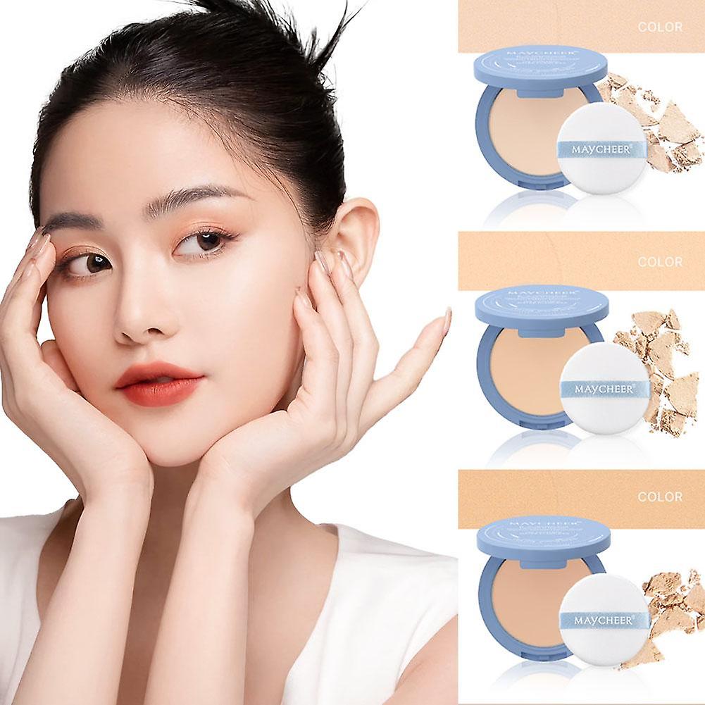 02# NATURAL BEIGE(B)$MAYCHEER English version Silky matte soft light beauty powder cake Long-lasting makeup Waterproof and sweat-proof No makeup