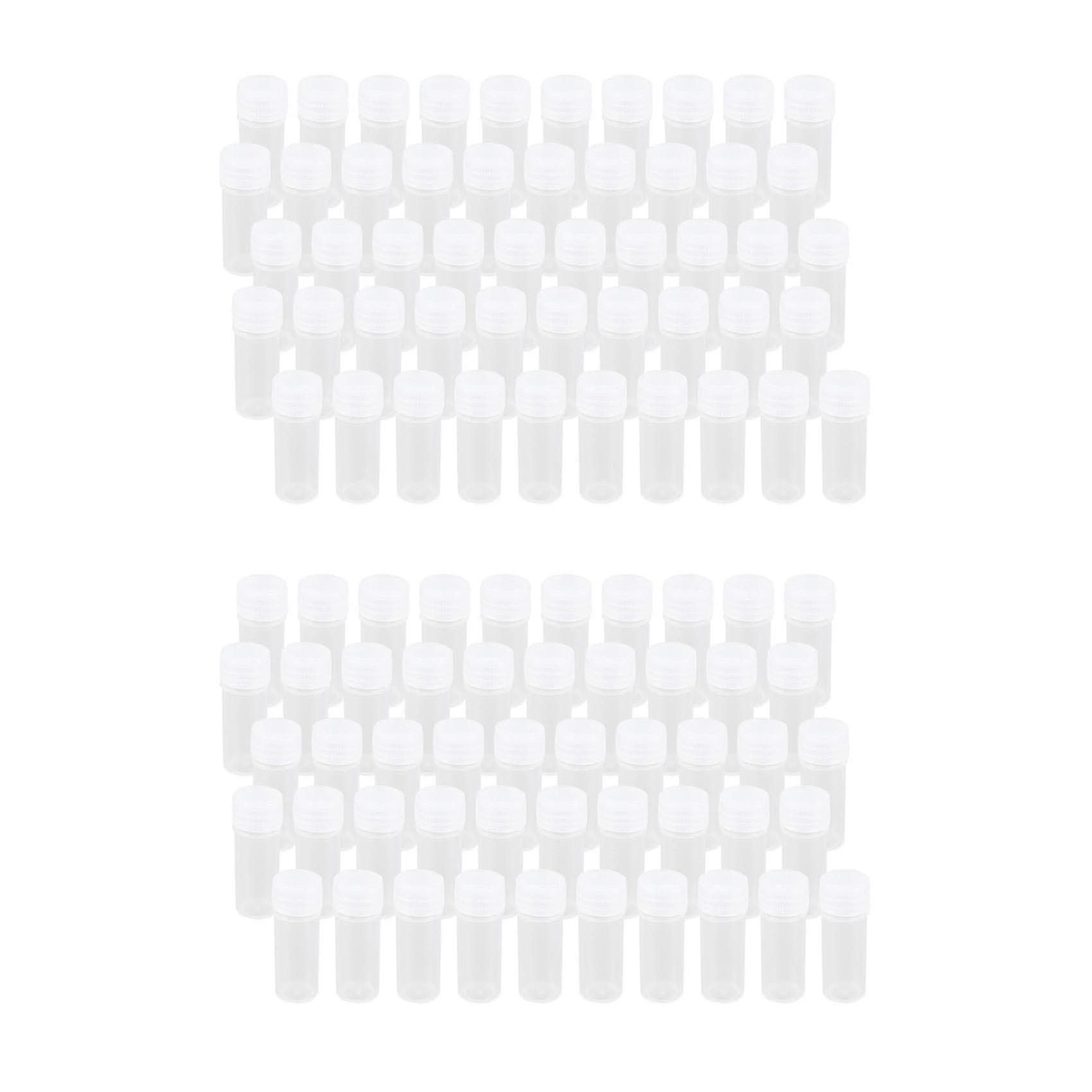 100x Flacon d’échantillon en plastique 5ml Tube à essai Lab Petit flacon de stockage + Couvercle