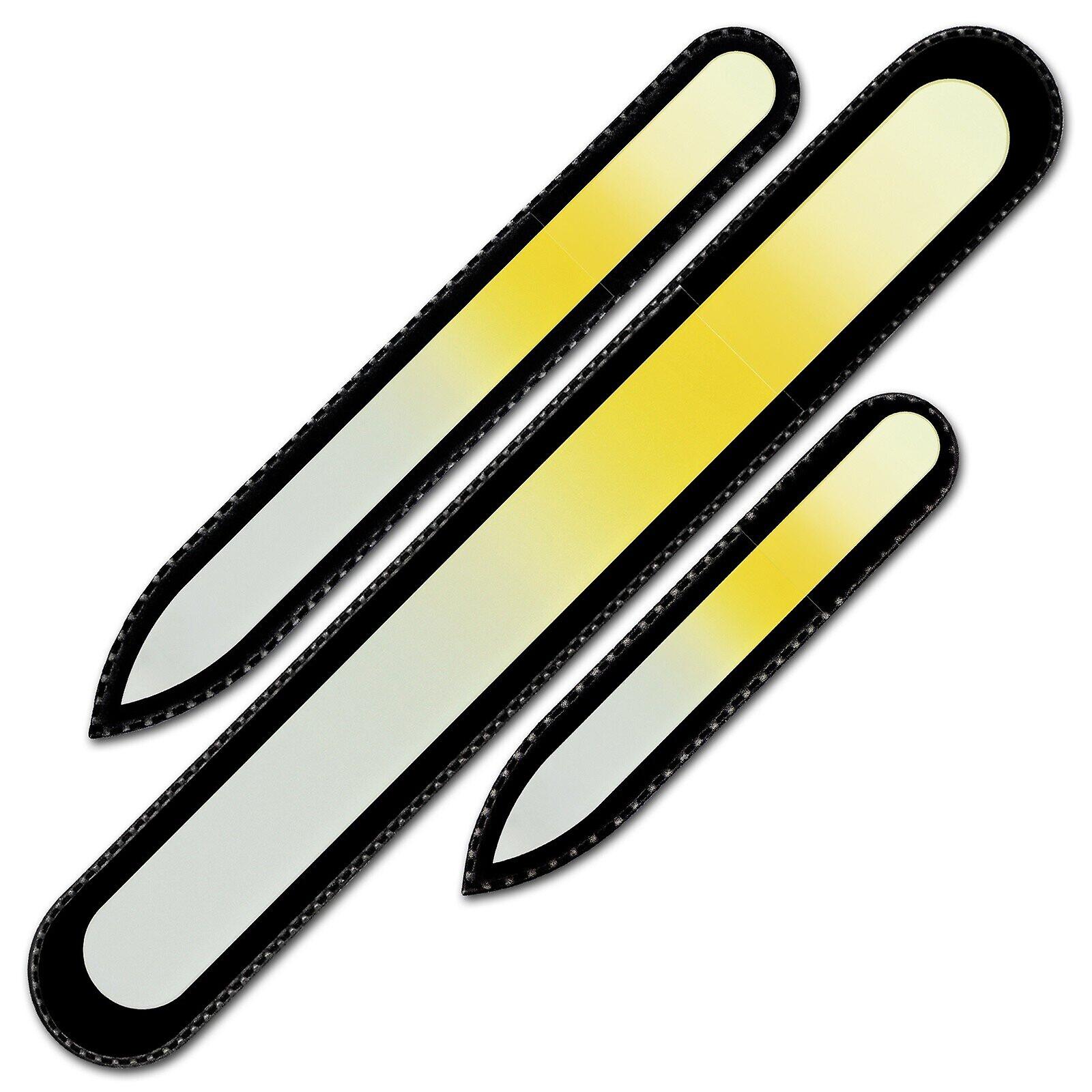 Set di 3 lime per unghie rainbow crystal, realizzate a mano in vetro temperato ceco R-BMS5 - Bianco Giallo