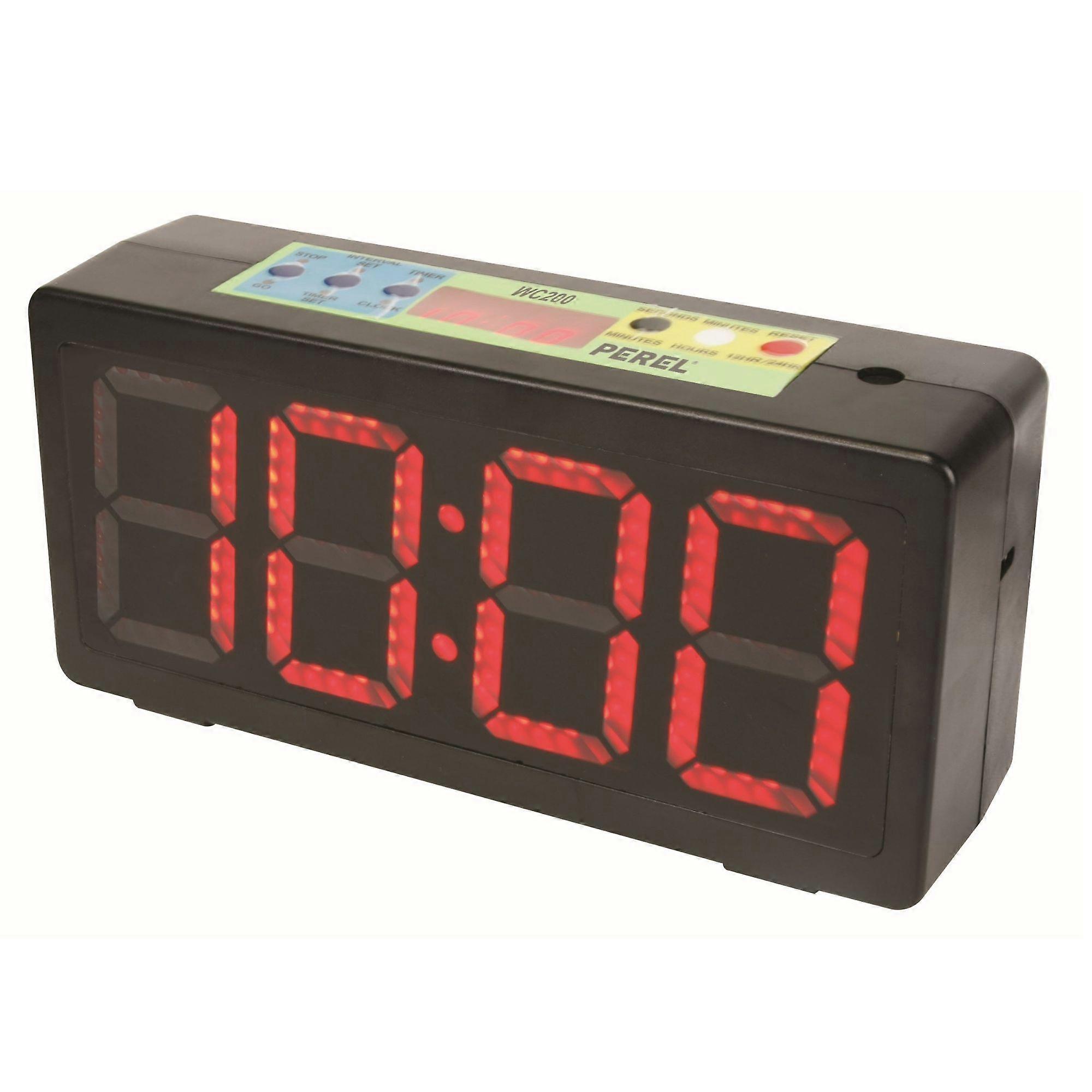 Perel Uhr mit LED-Anzeige, Chronometer, Countdown-Timer und Intervall-Timer, digital