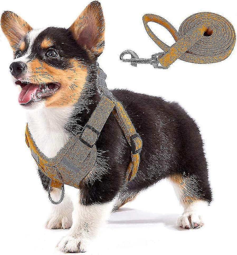 Dog Harness Soft Touch Suede Fabric Pet Vest Step In Adjustable Reflective No Pull Harness For Puppies, Small And Medium Dogs